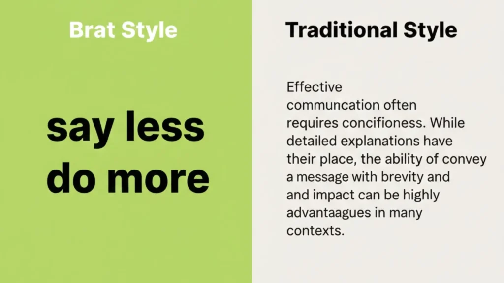 What Is a Brat? Meaning, Origin, and Why Brat Text Is Trending Online 3 Brat style vs traditional text design comparison