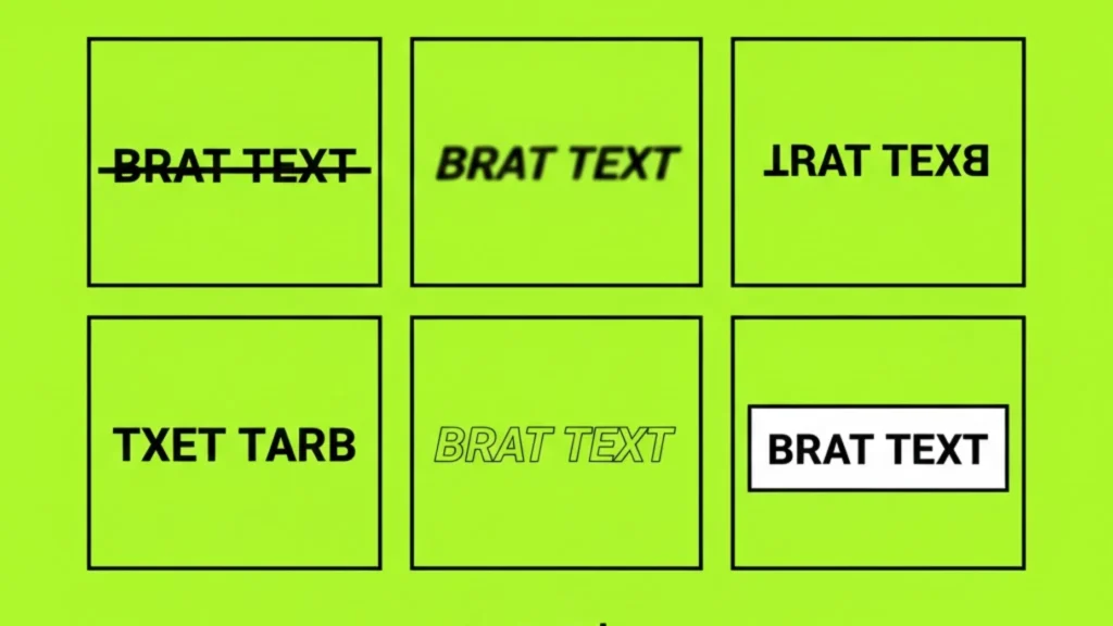 Brat Text Generator – Create Meme Text, Stylish Fonts & Viral Social Media Text 2 Different brat text styles including crossed out text blurry text mirror text and transparent PNG text