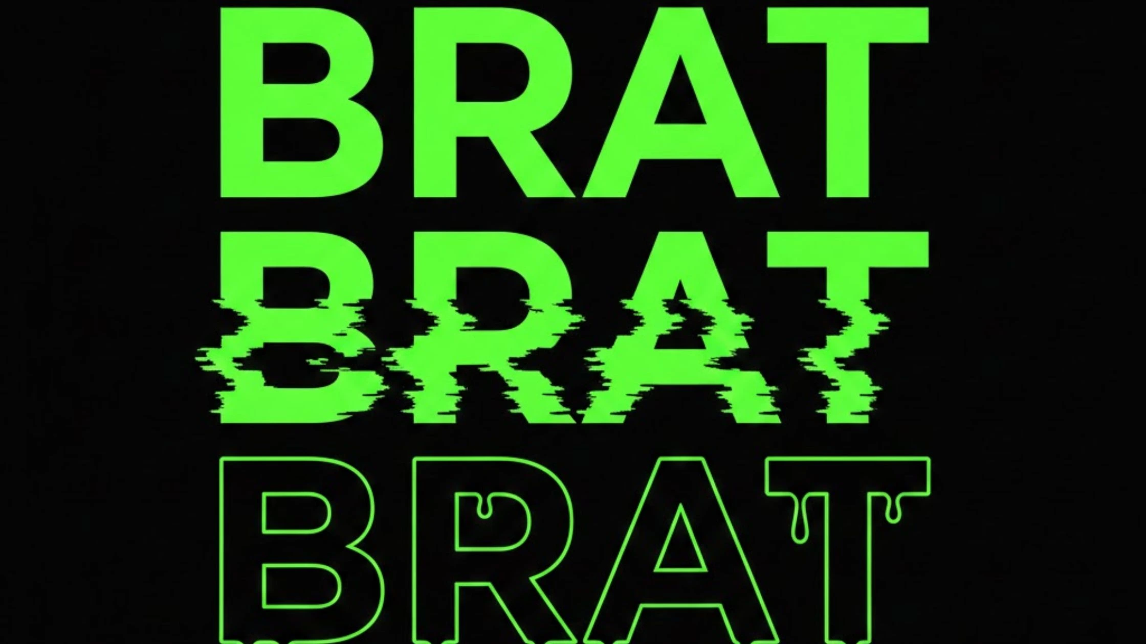 Bold brat font copy and paste text examples in uppercase neon green and black minimalist design