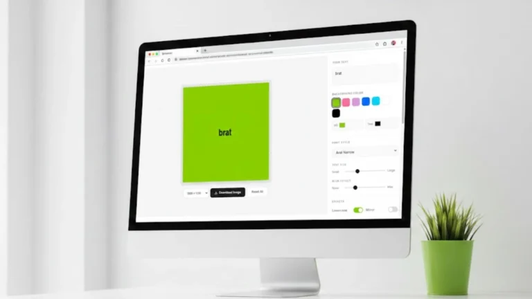 Brat font generator interface showing bold uppercase text preview with copy and paste button