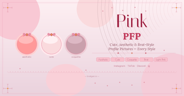Pink pfp aesthetic profile picture styles including cute, coquette and brat-style pink backgrounds