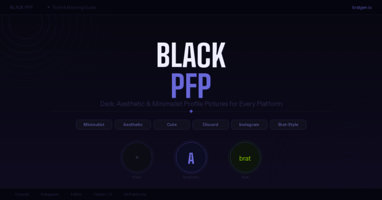 Black PFP – Dark, Aesthetic & Minimalist Profile Pictures 6 Black pfp aesthetic profile picture styles including dark minimalist, cute, and Brat-inspired designs for Discord and Instagram