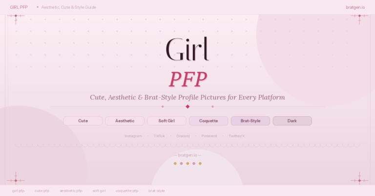 Girl pfp aesthetic styles showing cute, coquette, soft, and Brat-inspired profile pictures for Instagram and Discord