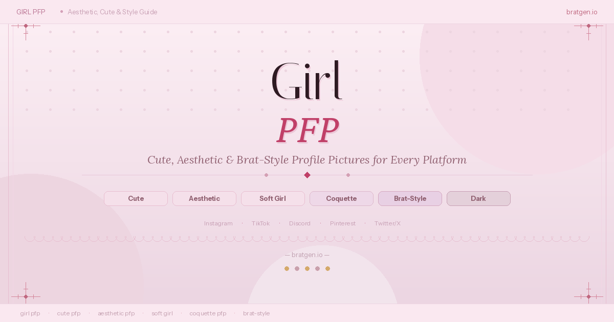 Girl pfp aesthetic styles showing cute, coquette, soft, and Brat-inspired profile pictures for Instagram and Discord
