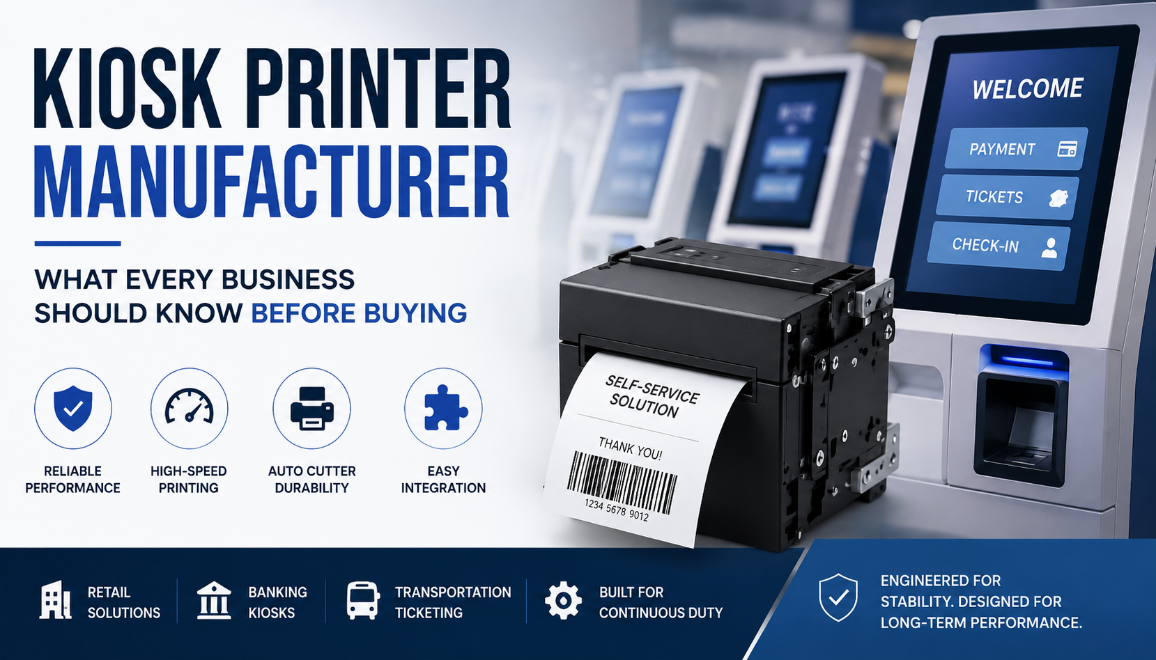 Kiosk printer manufacturer embedded thermal printer for self-service retail and banking kiosks