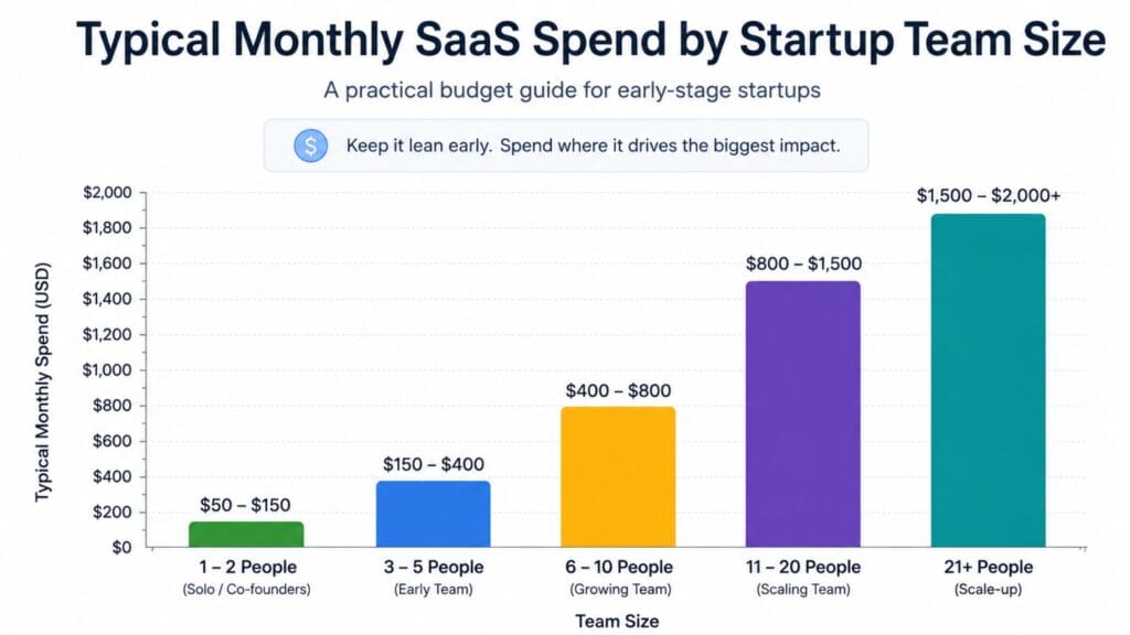 Best SaaS tools for startups monthly budget comparison chart