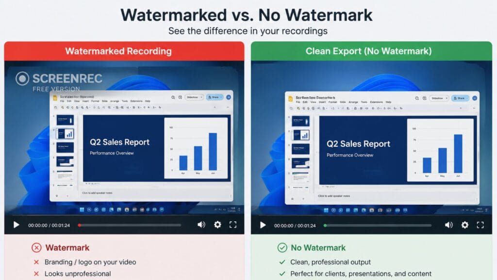 Best free screen recording software watermark versus no watermark comparison