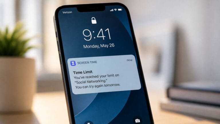 Best screen time apps notification shown on a phone lock screen