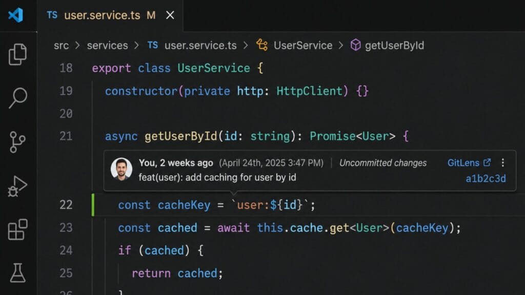 12 Best VS Code Extensions for Developers in 2026 3 GitLens VS Code extension git blame annotation example