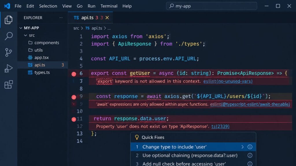 12 Best VS Code Extensions for Developers in 2026 2 VS Code extension showing inline error highlighting for developers