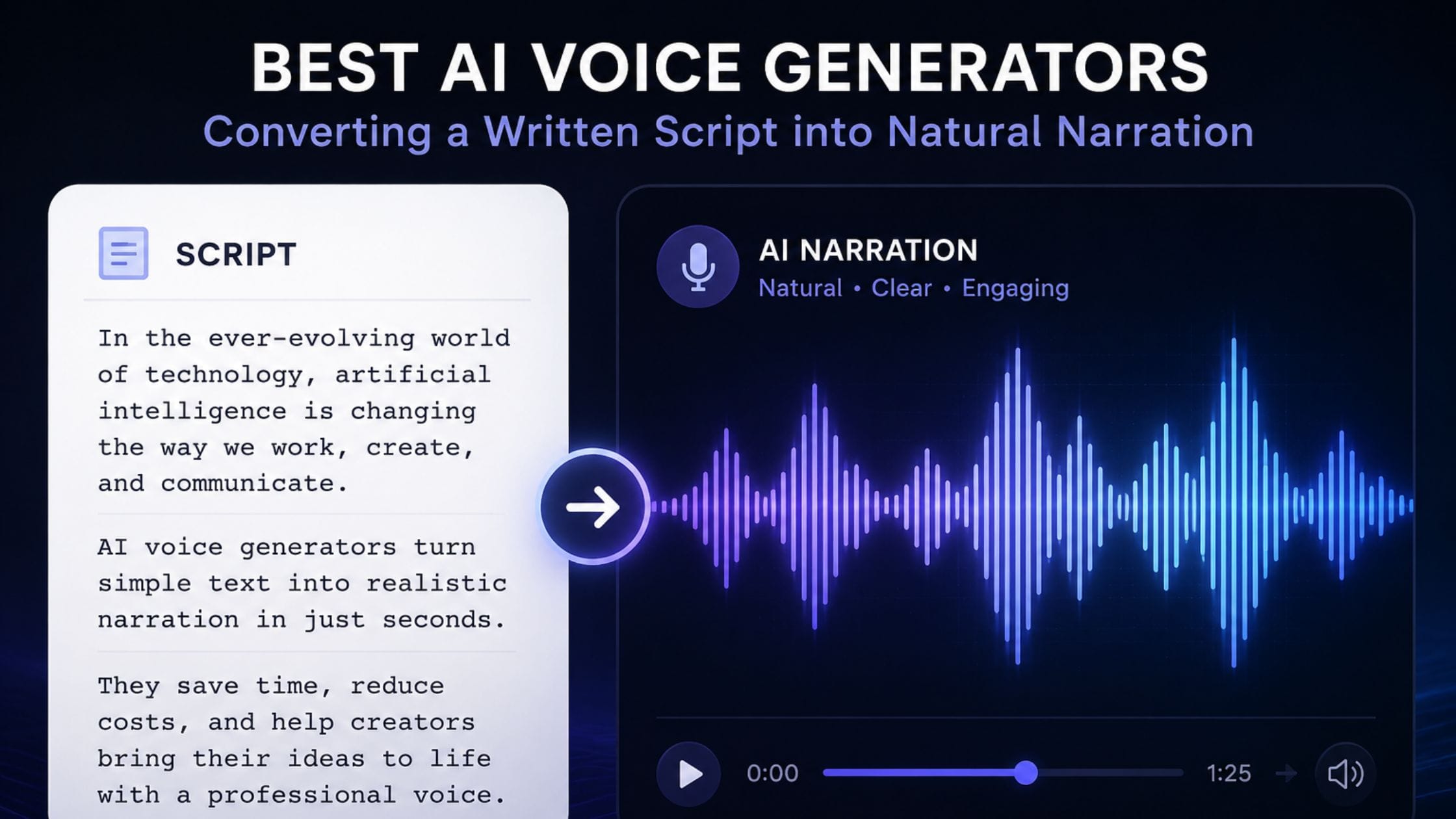 best AI voice generators converting a written script into narration