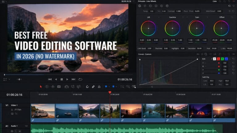 best free video editing software timeline and color grading view