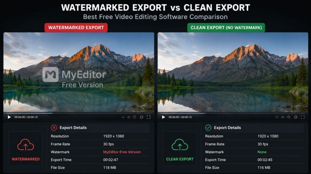 best free video editing software watermark versus no watermark comparison