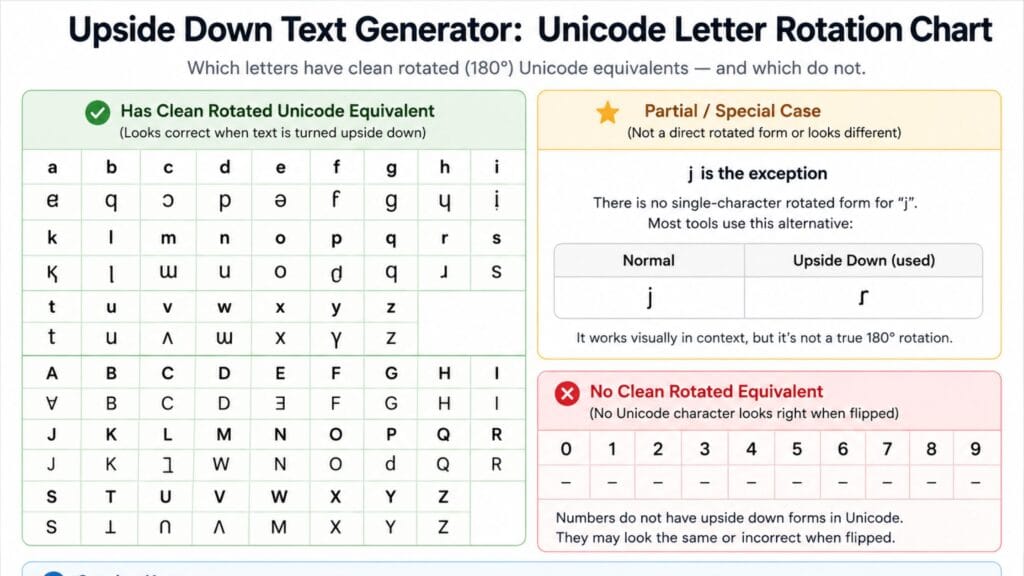 upside down text generator Unicode letter rotation chart