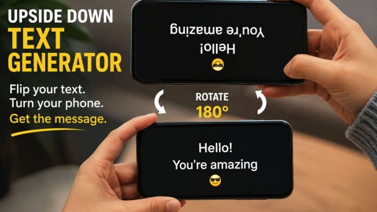 upside down text generator example shown on a rotated phone screen