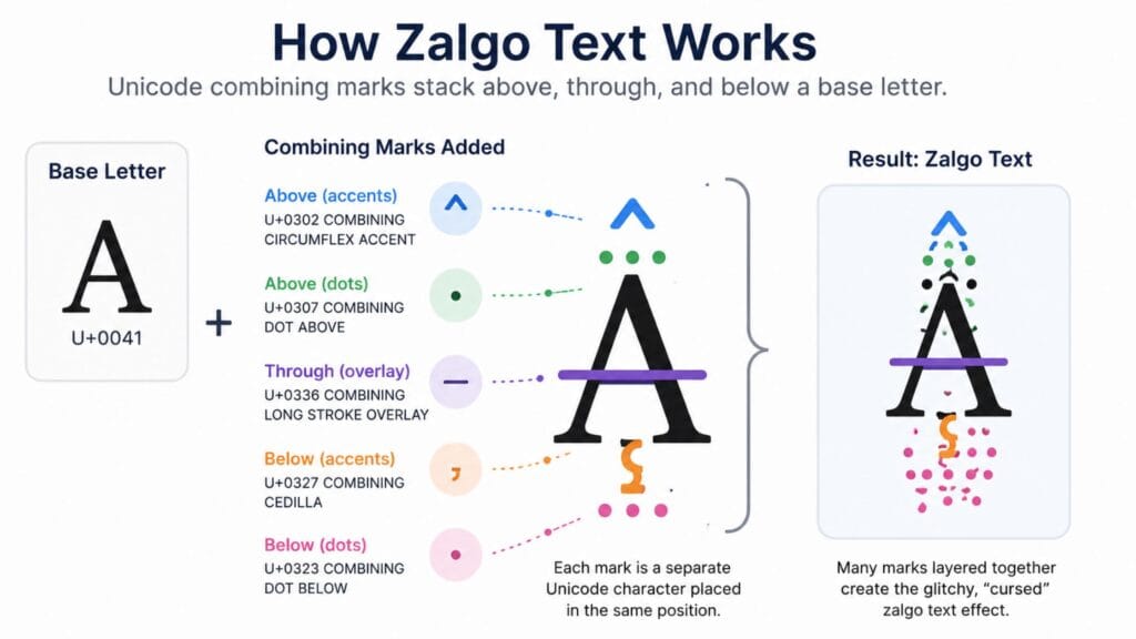 zalgo text generator Unicode combining marks stacking example