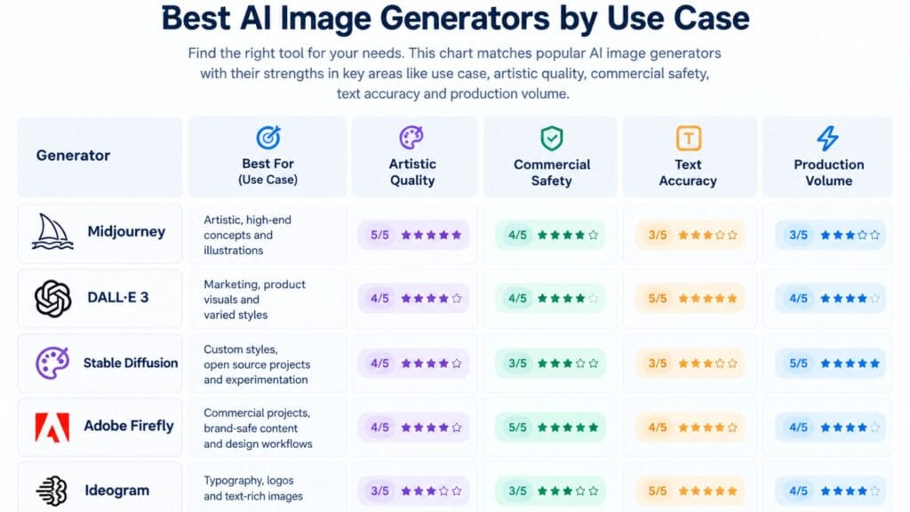 Best AI image generators decision chart by use case
