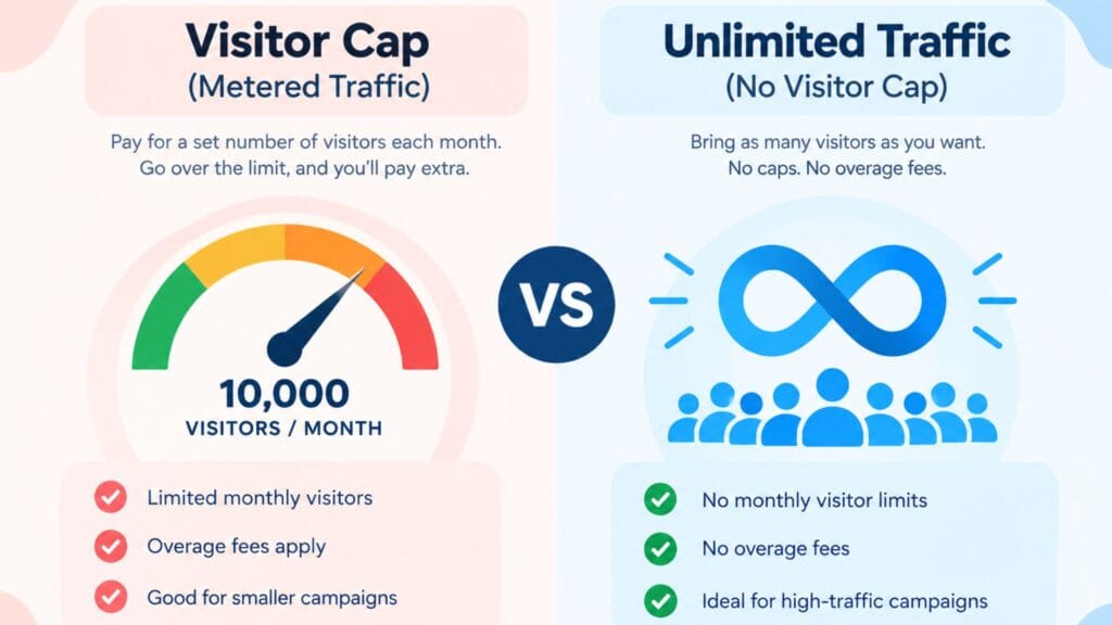 Visitor cap versus unlimited traffic landing page pricing