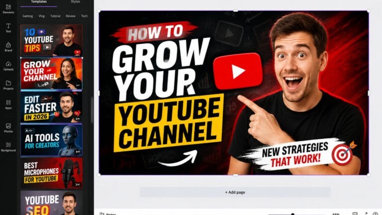 YouTube thumbnail maker editing a video preview image