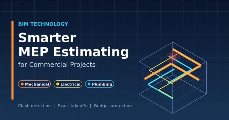 How Does BIM Technology Improve MEP Estimating for Commercial Projects 7 BIM technology improving MEP estimating for commercial projects with mechanical, electrical and plumbing systems in a 3D building model